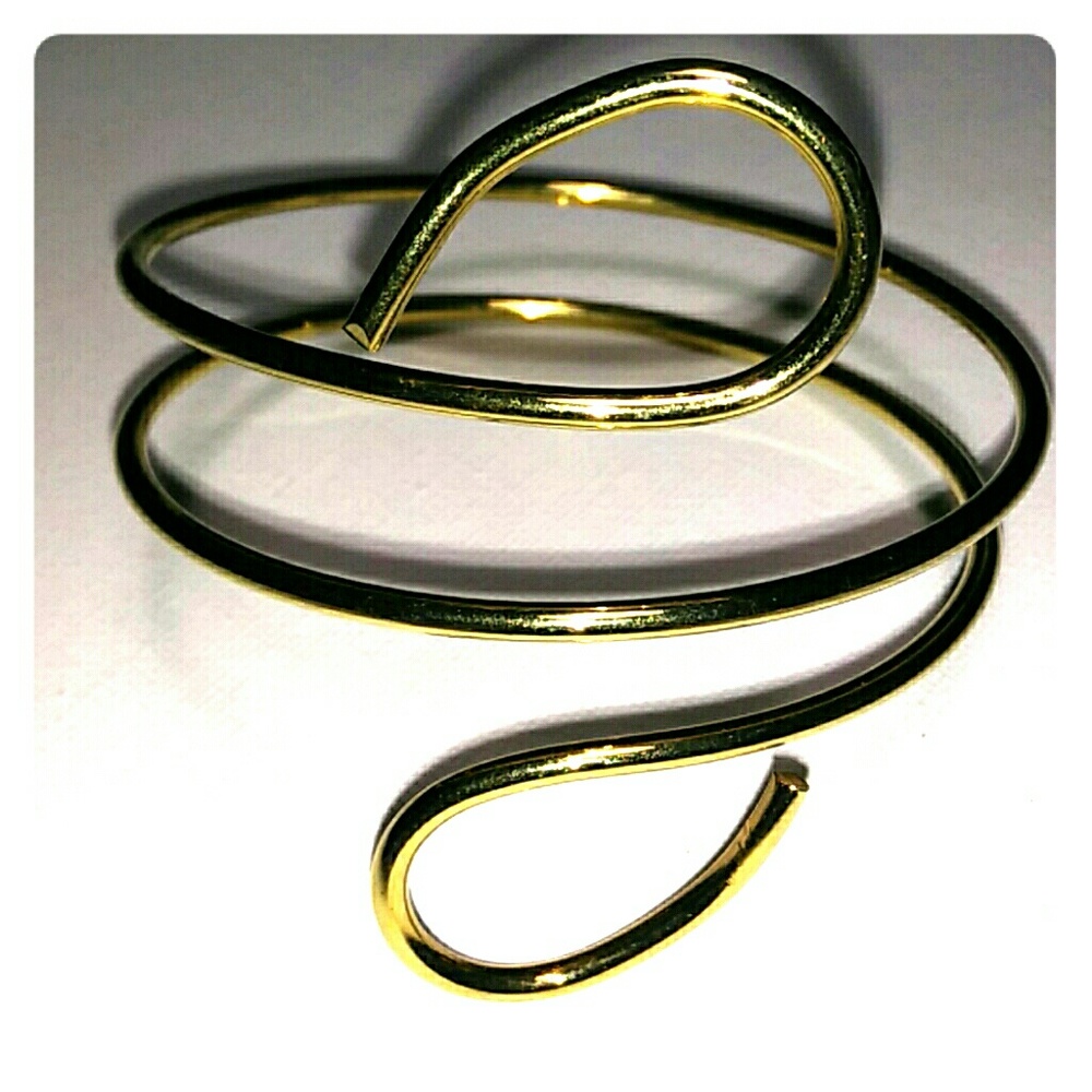 Boho Gold Tone Thick Wire Curled Bicep Bracelet